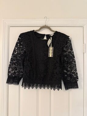 NWT Ultra Pink Black Lace Top